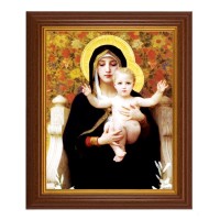 10 1/2" x 12 1/2" Walnut Finish Beveled Frame with 8" x 10" Bouguereau: Madonna of the Lilies Textured Art