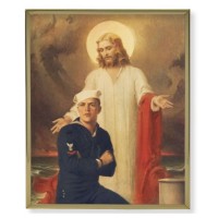 8" x 10" Gold Plaque Frame with a Chambers: Jesus with Sailor Prints