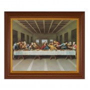 10 1/2" x 12 1/2" Walnut Finish Beveled Frame with 8" x 10" Davinci: Last Supper Textured Art 10 1/2" x 12 1/2" Walnut Finish Beveled Frame with 8" x 10" Davinci: Last Supper Textured Art