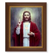 10 1/2" x 12 1/2" Walnut Finish Beveled Frame with 8" x 10" Chambers: Sacred Heart of Jesus Textured Art