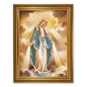 23.5" x 31" Antique Gold Leaf Beveled Frame, Roping Detail with 19" x 27" Our Lady of Grace Textured Art
