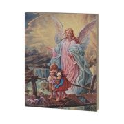 7 1/2" x 10" Guardian Angel Gold Embossed Wood Plaque