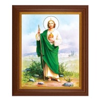 10 1/2" x 12 1/2" Walnut Finish Beveled Frame with 8" x 10" St. Jude Textured Art