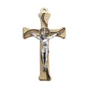 2 3/4" Gold Finished Saint Benedict Crucifix with Black Epoxy