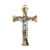 2 3/4" Gold Finished Saint Benedict Crucifix with Black Epoxy