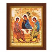 10 1/2" x 12 1/2" Walnut Finish Beveled Frame with 8" x 10" Holy Trinity Textured Art 10 1/2" x 12 1/2" Walnut Finish Beveled Frame with 8" x 10" Holy Trinity Textured Art
