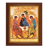 10 1/2" x 12 1/2" Walnut Finish Beveled Frame with 8" x 10" Holy Trinity Textured Art