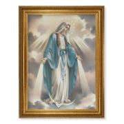 23.5" x 31" Antique Gold Leaf Beveled Frame, Roping Detail with 19" x 27" Our Lady of Grace Canvas Artwork