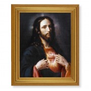10" x 12" Gold Leaf Finish Beveled Frame with 8" x 10" Sacred Heart Of Jesus Textured Art