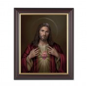 10" x 12" Walnut Frame with Gold Inside Lip and a 8" x 10" Simeone: Sacred Heart of Jesus Print