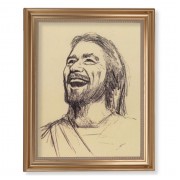 13 1/2" x 16 9/16" Gold Leaf Antique Finished Frame with 11" x 14" Segura: Laughing Christ Textured Art