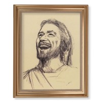 13 1/2" x 16 9/16" Gold Leaf Antique Finished Frame with 11" x 14" Segura: Laughing Christ Textured Art