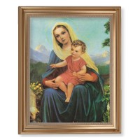 13 1/2" x 16 9/16" Gold Leaf Antique Finished Frame with 11" x 14" Madonna and Child Textured Art