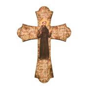 Saint Francis 10" Laser Cut Wood Vintage Cross