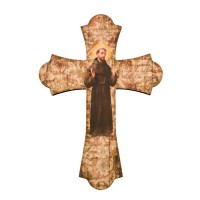 Saint Francis 10" Laser Cut Wood Vintage Cross