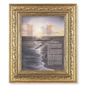 12 1/2" x 14 1/2" Ornate Gold Leaf Antique Frame with 8" x 10" Footprints Print