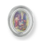 3 1/2" x 4 1/2" Silver Oval Frame with a First Communion Boy Print