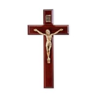 7" Dark Cherry Cross with Museum Gold Finish Corpus