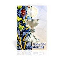 10pk - Chalice with Host First Communion Stained Glass Design Greeting Card. Sold in Inc. of 10 10pk - Chalice with Host First Communion Stained Glass Design Greeting Card. Sold in Inc. of 10