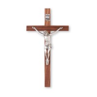 10" Walnut Wood Crucifix with Antiqued Fine Pewter Corpus 10" Walnut Wood Crucifix with Antiqued Fine Pewter Corpus