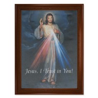 23.5" x 31" Walnut Finished Beveled Frame with 19" x 27" Divine Mercy Canvas Artwork