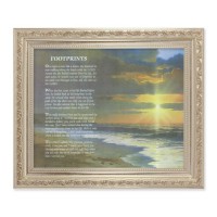 10" x 12" Ornate Silver Frame with a Footprints Print