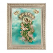 10" x 12" Ornate Silver Frame with a St. Joseph Print