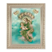 10" x 12" Ornate Silver Frame with a St. Joseph Print