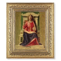 12 1/2" x 14 1/2" Ornate Gold Leaf Antique Frame with 8" x 10" King of Heaven Print
