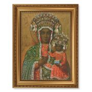 15 1/2" x 19 1/2" Antique Gold Leaf Beveled Frame with Bead Inlay and 12" x 16" Our Lady of Czestochowa Textured Art