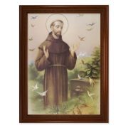 23.5" x 31" Walnut Finished Beveled Frame with 19" x 27" St. Francis Textured Art