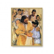 11" x 14" Gold Plaque Frame with a Hook: Christ with Children Print