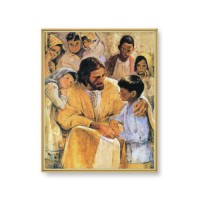 11" x 14" Gold Plaque Frame with a Hook: Christ with Children Print