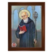 23.5" x 31" Walnut Finished Beveled Frame with 19" x 27" St. Benedict Textured Art