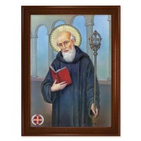 23.5" x 31" Walnut Finished Beveled Frame with 19" x 27" St. Benedict Textured Art