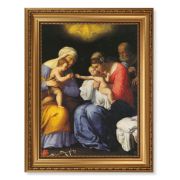 15 1/2" x 19 1/2" Antique Gold Leaf Beveled Frame with Bead Inlay and 12" x 16" Saint Anne, John the Baptist and the Holy Family Textured Art