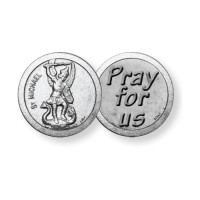 10pk - Saint Michael with Pray for Us Pocket Coin (Sold in Inc. of 10)