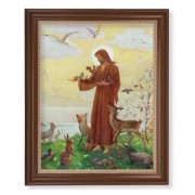 13 1/2" x 16 9/16" Walnut Finished Frame with 11" x 14" Saint Francis Textured Art