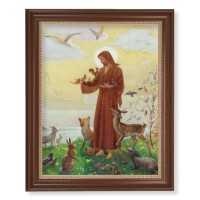 13 1/2" x 16 9/16" Walnut Finished Frame with 11" x 14" Saint Francis Textured Art