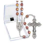 Bronze Alabaster Luster Glass Bead Rosary, Boxed