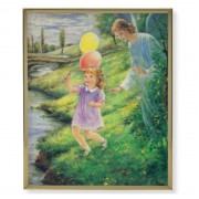 8" x 10" Gold Plaque Frame with a Blanc: Guardian Angel with Girl Print