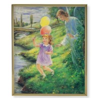 8" x 10" Gold Plaque Frame with a Blanc: Guardian Angel with Girl Print