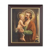 10" x 12" Walnut Frame with Gold Inside Lip and a 8" x 10" St. Joseph with Jesus Print