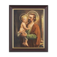 10" x 12" Walnut Frame with Gold Inside Lip and a 8" x 10" St. Joseph with Jesus Print