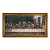 24" x 44" Antique Gold Leaf Beveled Frame with Carved Rope Trim -Davinci: Last Supper Textured Art