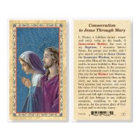 25pk - Consecration To Jesus Thru Mary  Gold Stamped Laminated Holy Card  Pk 25
