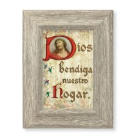 6 1/2" x 8 1/2" Grey Weathered Frame with God Bless Our Home in Spanish Artwork on Wood Plaque