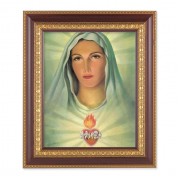 11 1/2" x 13 1/2" Cherry Frame with Gold Trim with an 8" x 10" Immaculate Heart of Mary Print