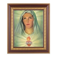 11 1/2" x 13 1/2" Cherry Frame with Gold Trim with an 8" x 10" Immaculate Heart of Mary Print