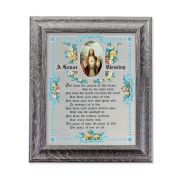 10 1/2" x 12 1/2" Grey Oak Finish Frame with an 8" x 10" Sacred Heart of Jesus House Blessing Print